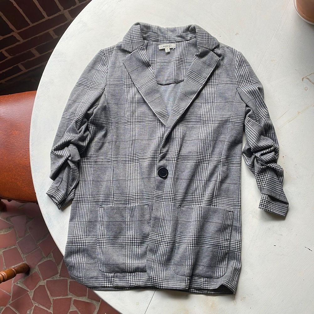 Plaid Blazer, Gray/Black/White